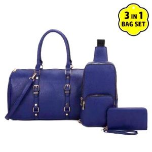 Vegan leather 3 piece set. Includes Duffel, sling bag and wallet to match.